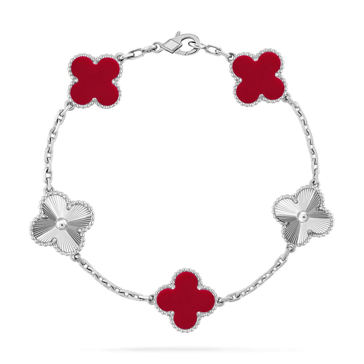 [Renovia Jewelry] CLOVER 5 MOTIF RED CORNELIAN BRACELET COLLECTION