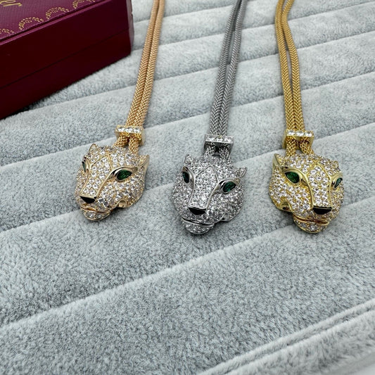 [Renovia Jewelry]FULL STONE BIG LEOPARD HEAD NECKLACE