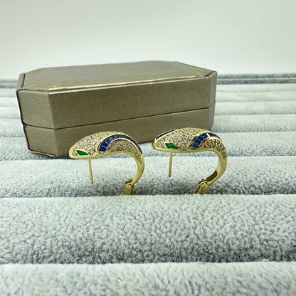 [Renovia Jewelry]FULL STONE TWO-TONE SNAKE EARRING STUDS