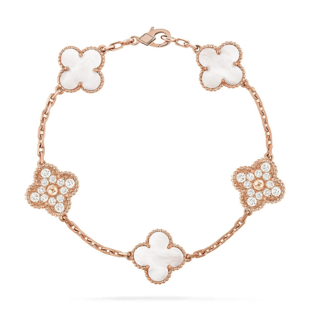 [Renovia Jewelry]CLOVER WHITE PEARL MOP 5 MOTIF BRACELET COLLECTION