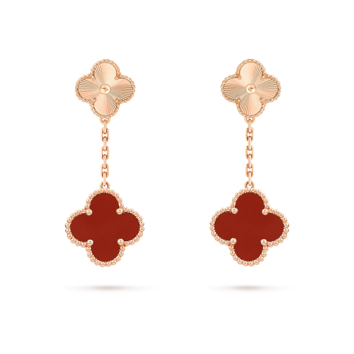 [Renovia Jewelry]CLOVER 2 MOTIF  LASER CARNELIAN EARRINGS