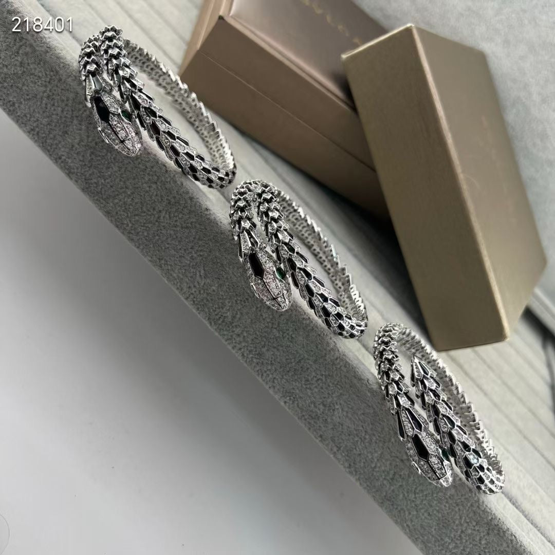 [Renovia Jewelry]NEW OBSIDIAN & DIAMOND SERPENT BRACELET