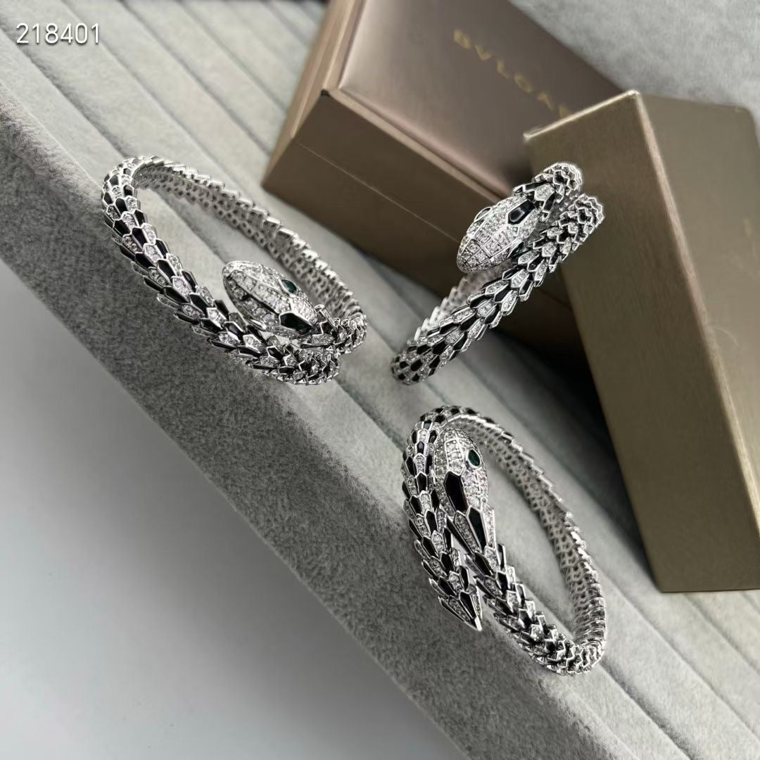 [Renovia Jewelry]NEW OBSIDIAN & DIAMOND SERPENT BRACELET
