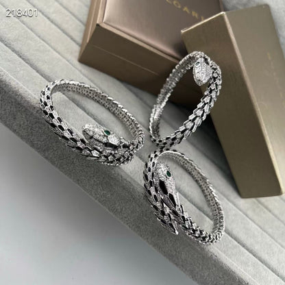 [Renovia Jewelry]NEW OBSIDIAN & DIAMOND SERPENT BRACELET