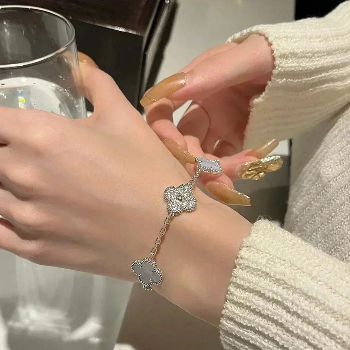[Renovia Jewelry] CLOVER 5 MOTIF PURPLE CHALCEDONY BRACELET COLLECTION
