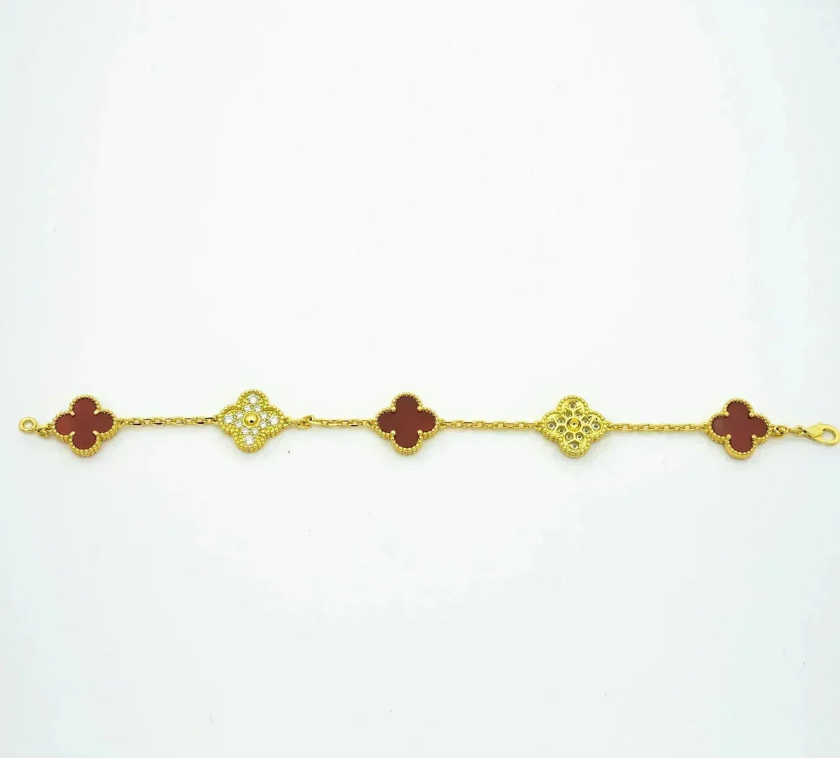 [Renovia Jewelry] CLOVER 5 MOTIF RED CORNELIAN BRACELET COLLECTION